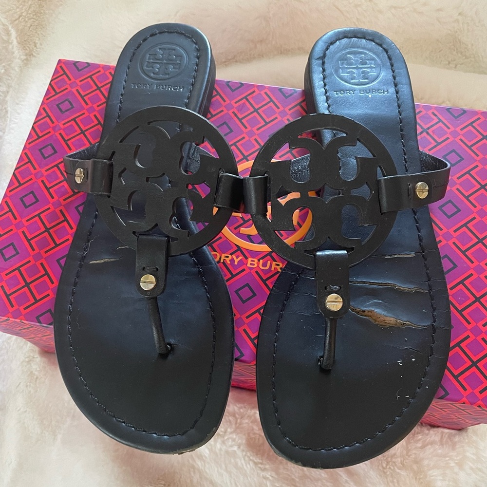 Tory Burch Matte Black Miller Sandals